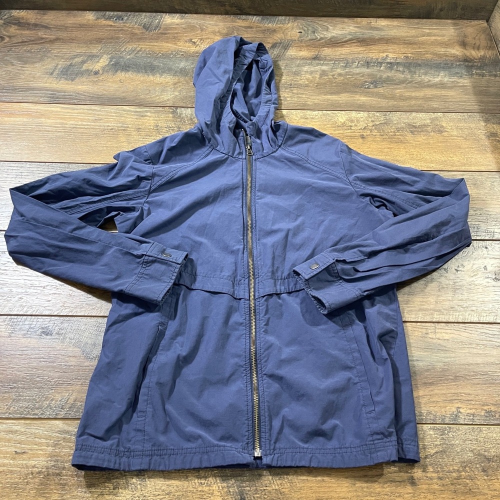 Columbia Womens Navy Blue Full Zip Hooded Utility Jacket Size M Gorpcore Minimal